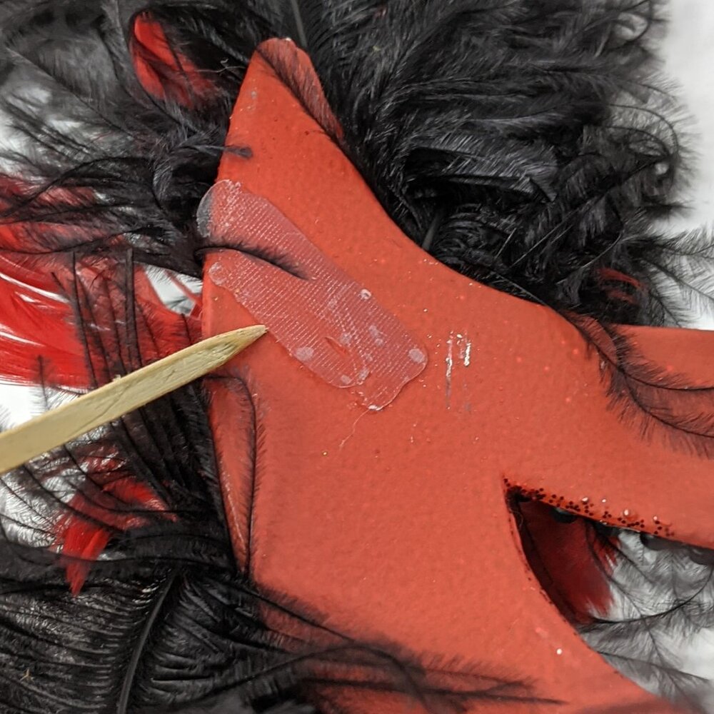 Venezia Italy Venetian Masquerade Mask Red She Devil glitter black feathers - Picture 5 of 7